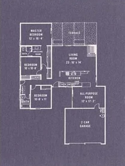 Anshen & Allen Plan 423 Eichler Floor Plan Blueprint