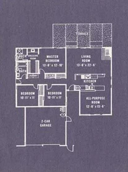 Anshen & Allen Plan 433 Eichler Floor Plan Blueprint