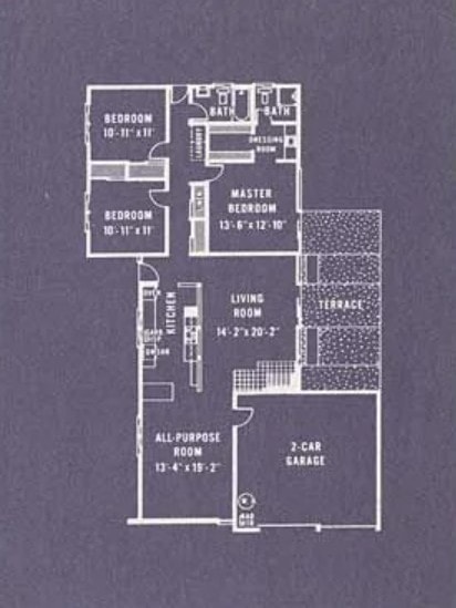 Anshen & Allen Plan 443 Eichler Floor Plan Blueprint