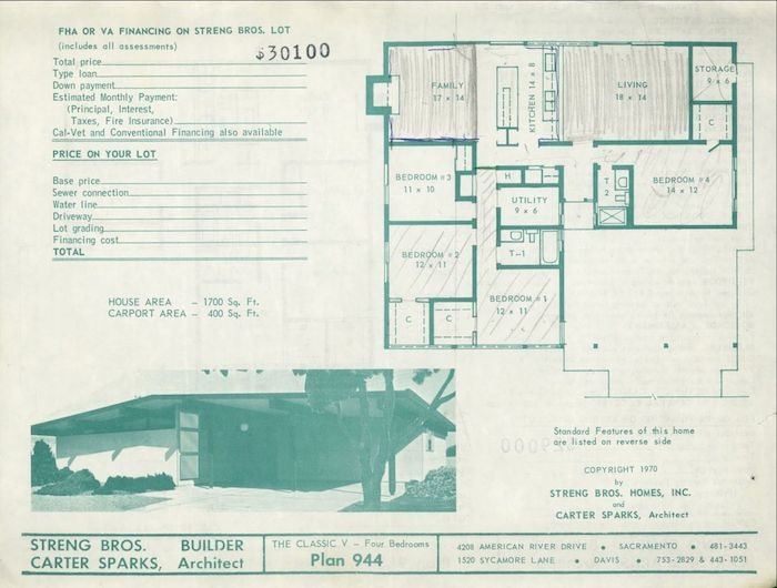 Carter Sparks Plan 944 — Four Bedrooms (The Classic V)