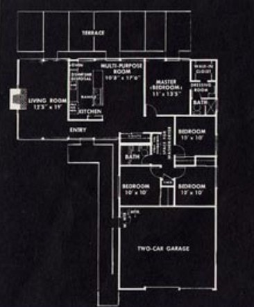 Claude Oakland Plan 1003 Eichler Floor Plan Blueprint
