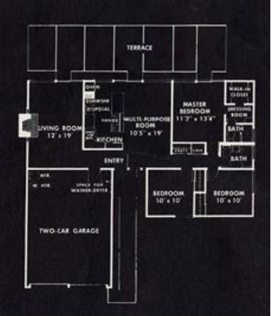 Claude Oakland Plan 1004 Eichler Floor Plan Blueprint