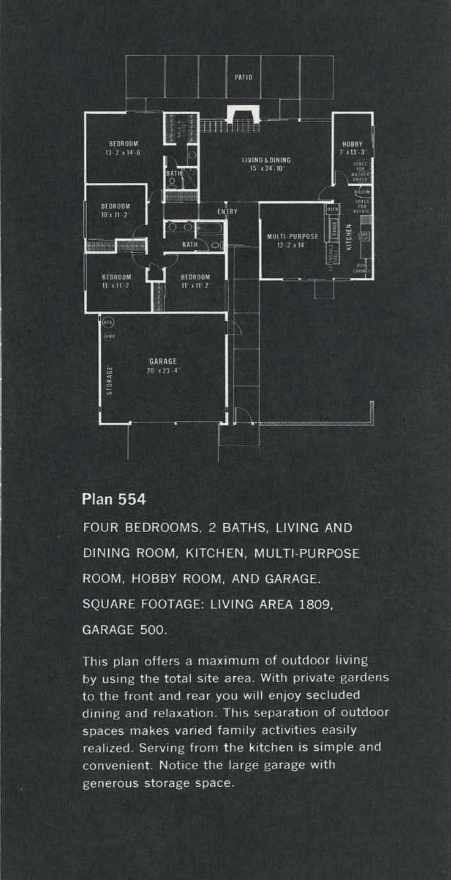 Claude Oakland Plan 554 Eichler Floor Plan Blueprint