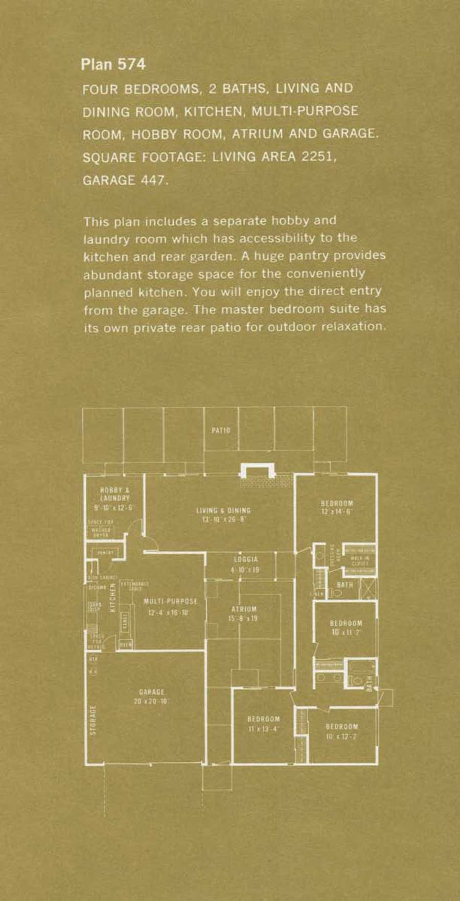 Claude Oakland Plan 574 Eichler Floor Plan Blueprint