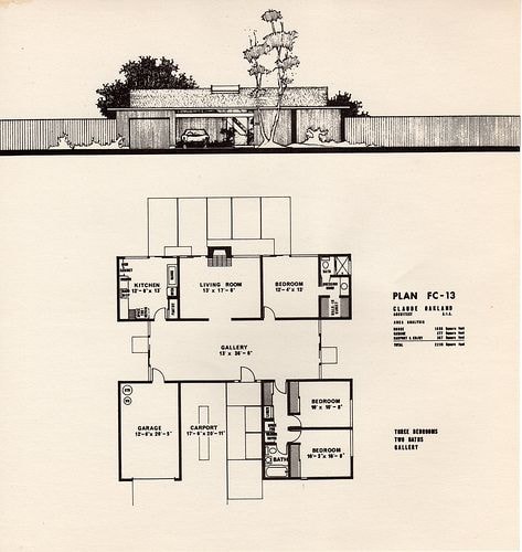 Claude Oakland Plan FC-13 Eichler Floor Plan Blueprint