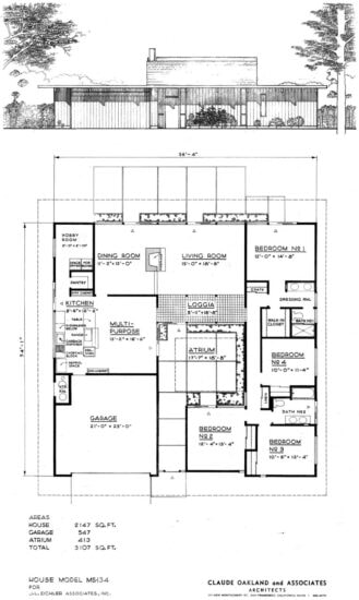 Claude Oakland Plan MS-134 Eichler Floor Plan Blueprint