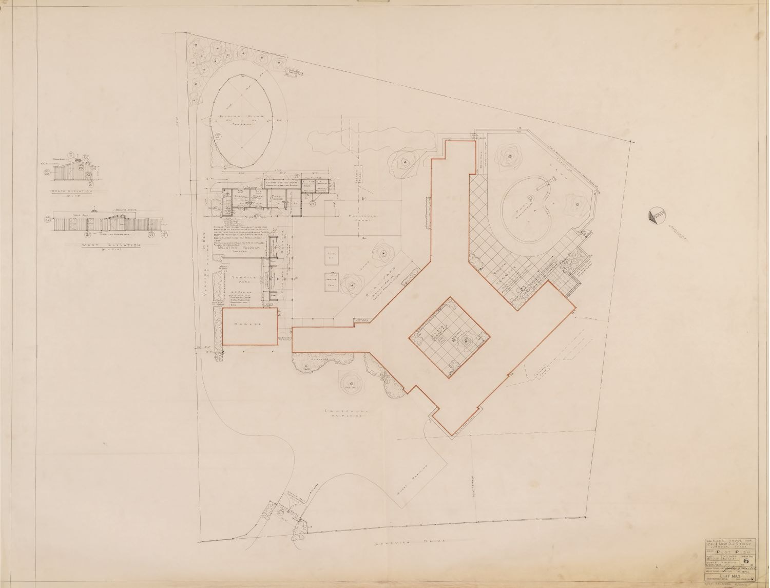 Cliff May Stone House — Site Plan, Sheet 6