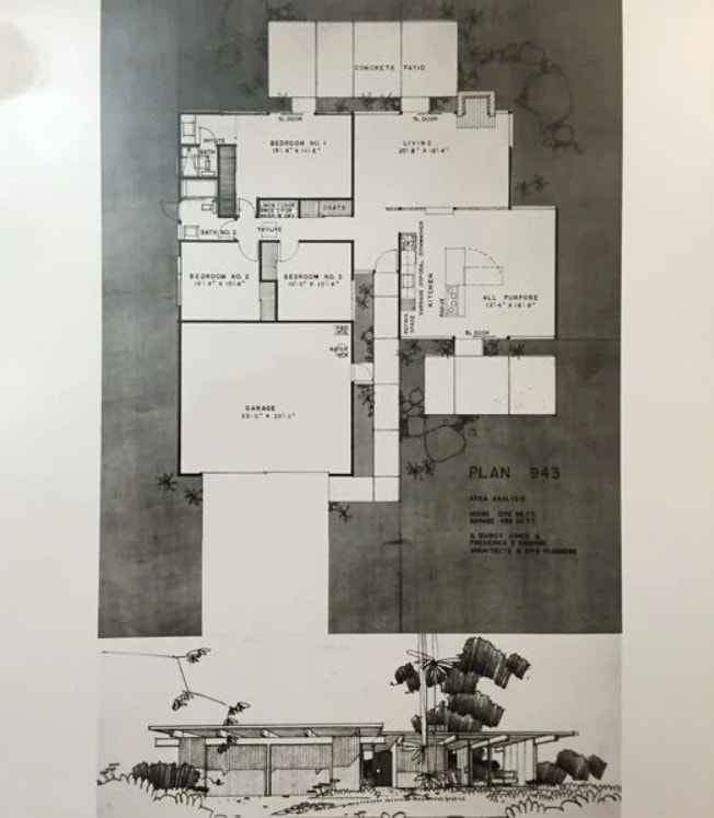 Jones & Emmons Plan 943 Eichler Floor Plan Blueprint