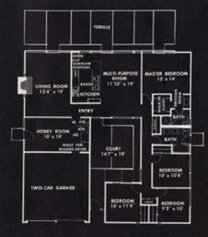Jones & Emmons Plan E-31 Eichler Floor Plan Blueprint