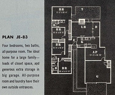 Jones & Emmons Plan JE-83 Eichler Floor Plan Blueprint