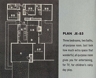 Jones & Emmons Plan JE-85 Eichler Floor Plan Blueprint