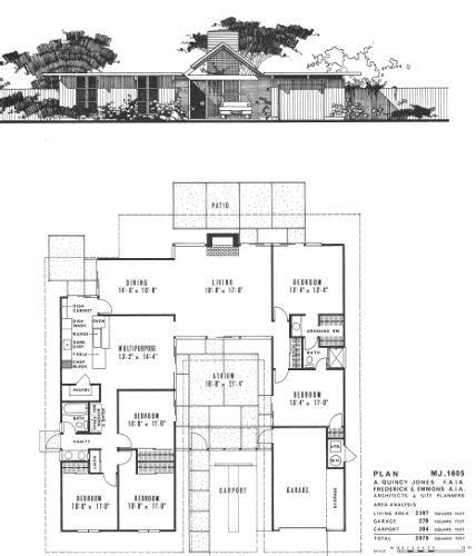 Jones & Emmons Plan MJ-1605 Eichler Floor Plan Blueprint