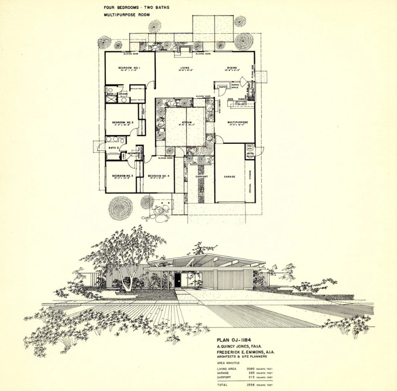 Jones & Emmons Plan OJ-1184 Eichler Floor Plan Blueprint