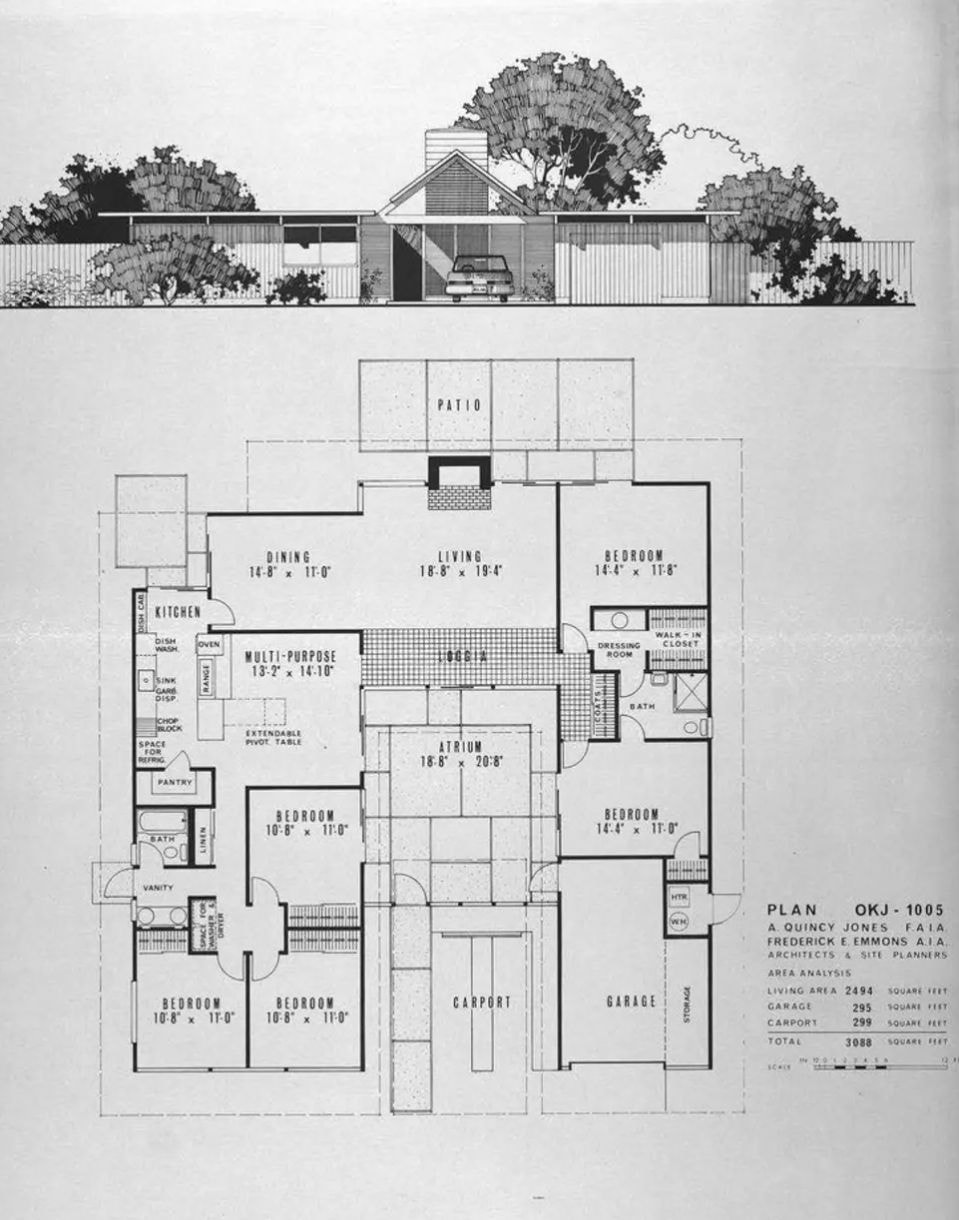Jones & Emmons Plan OKJ-1005 Eichler Floor Plan Blueprint