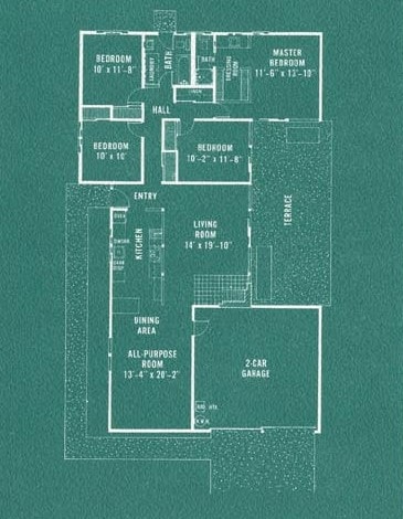 Jones & Emmons Plan SM-104 Eichler Floor Plan Blueprint
