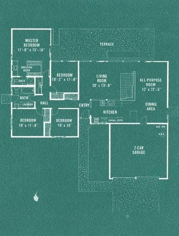 Jones & Emmons Plan SM-124 Eichler Floor Plan Blueprint