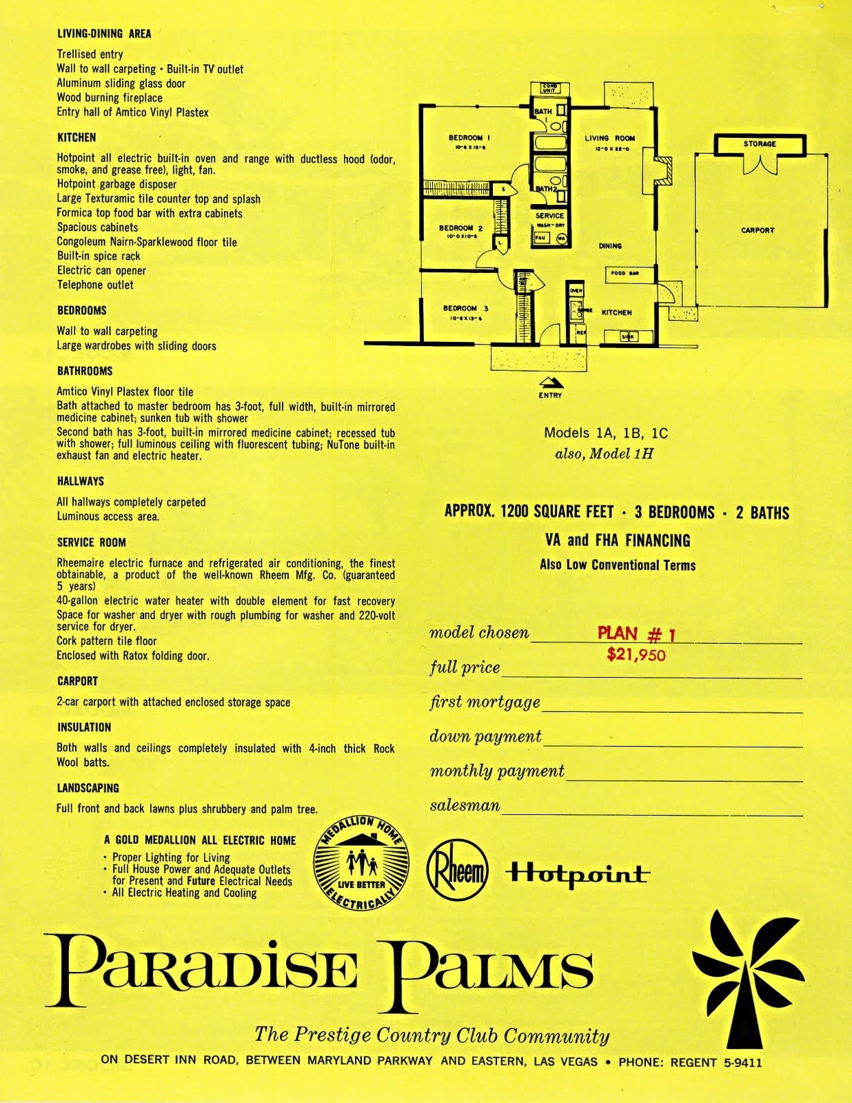 Palmer & Krisel Model 1 — Floor Plan