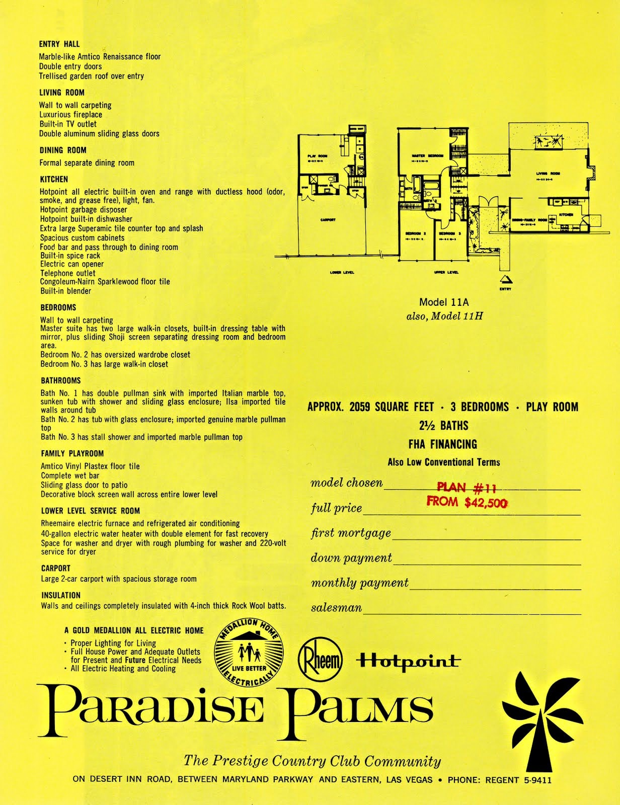 Palmer & Krisel Model 11A — Floor Plan