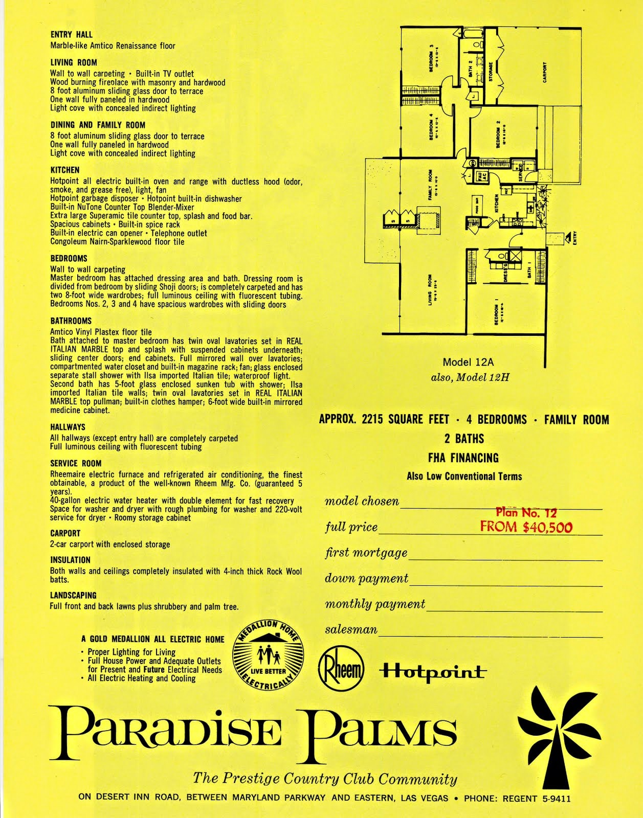 Palmer & Krisel Model 12A — Floor Plan