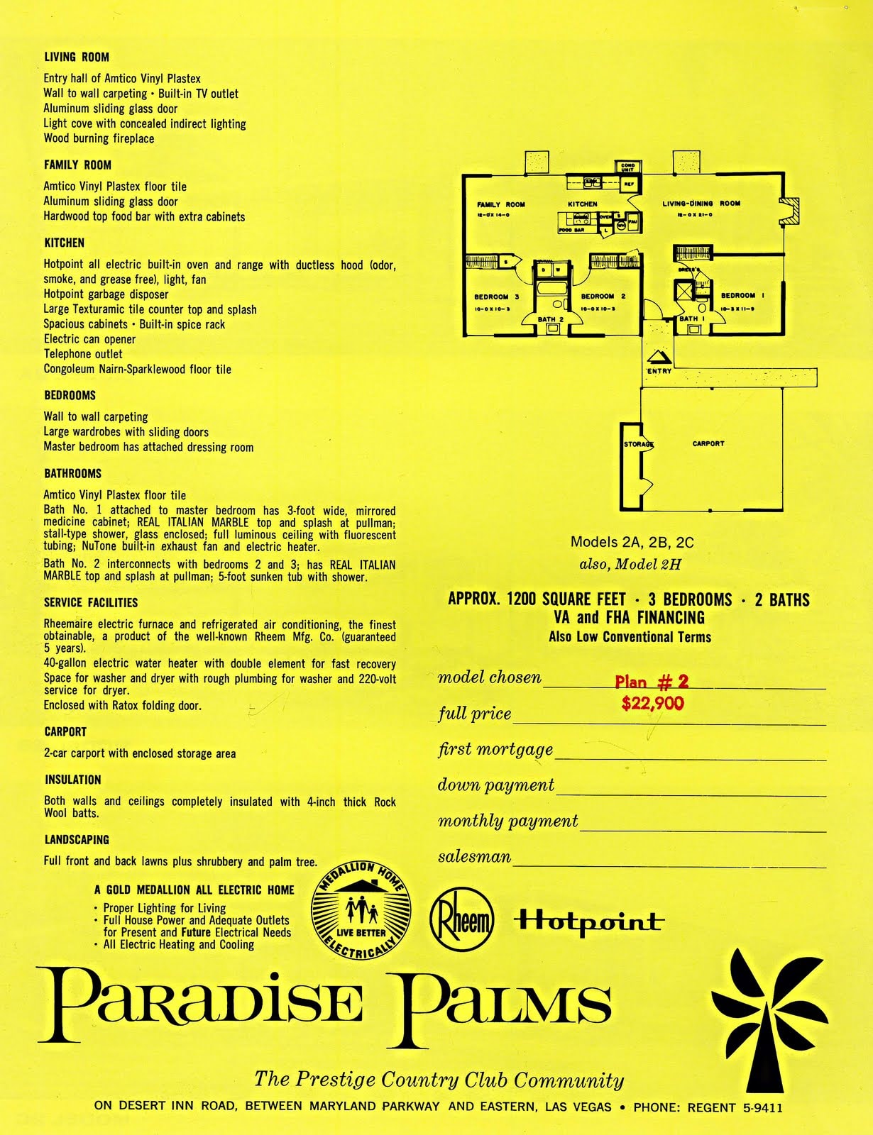 Palmer & Krisel Model 2 — Floor Plan