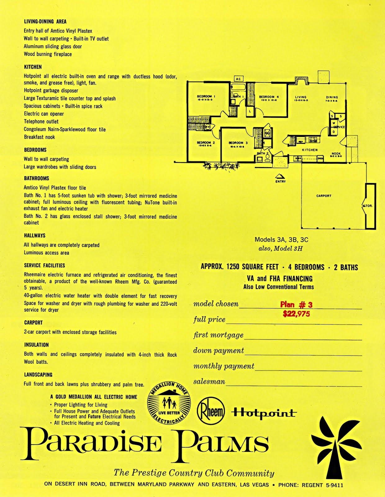 Palmer & Krisel Model 3 — Floor Plan