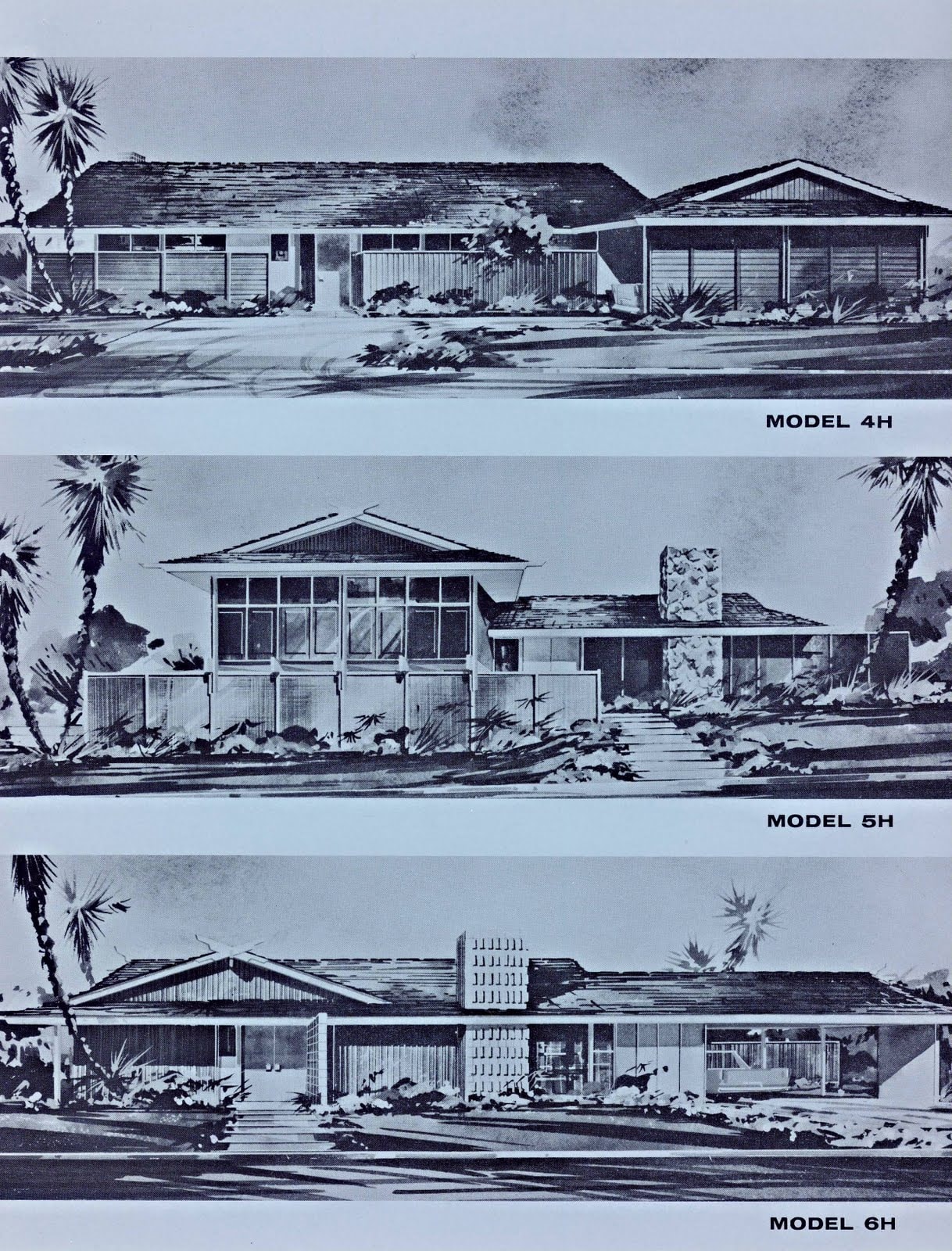 Palmer & Krisel Models 4–5–6H — Elevations