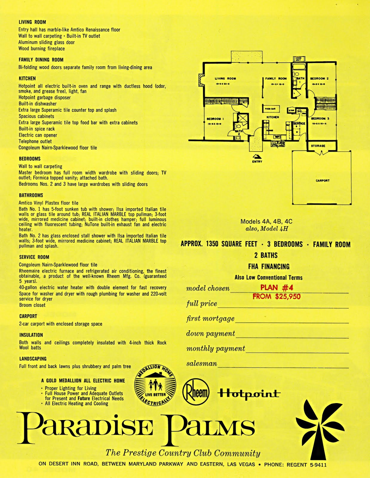 Palmer & Krisel Model 4 — Floor Plan