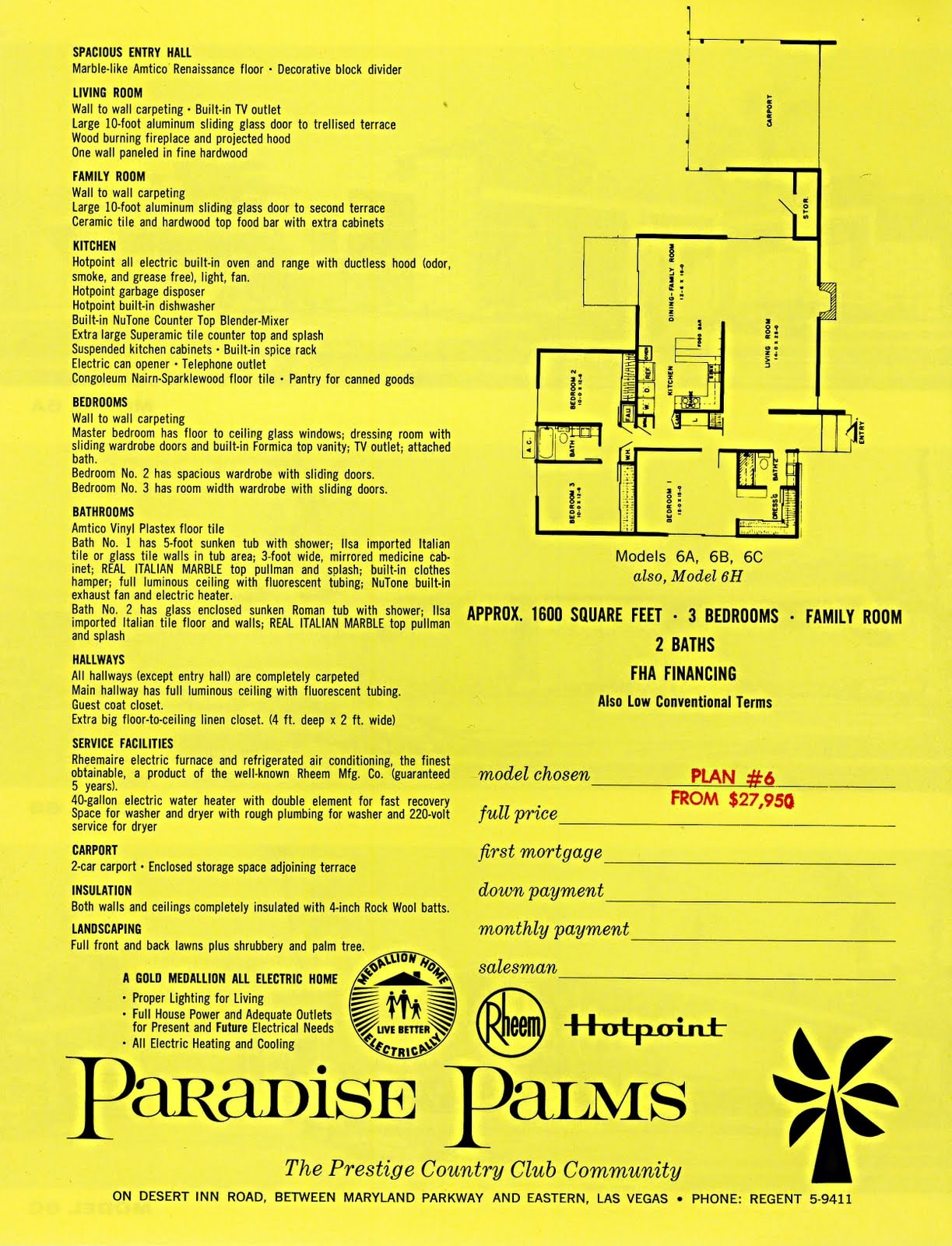 Palmer & Krisel Model 6 — Floor Plan