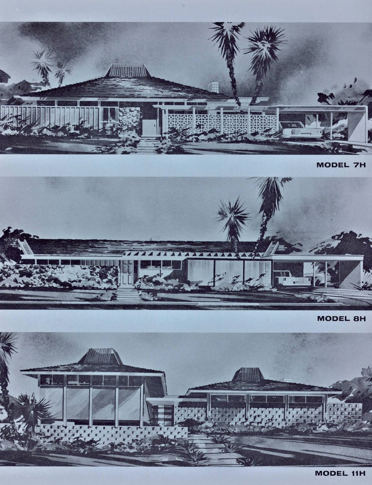 Palmer & Krisel Models 7–8–11H — Elevations