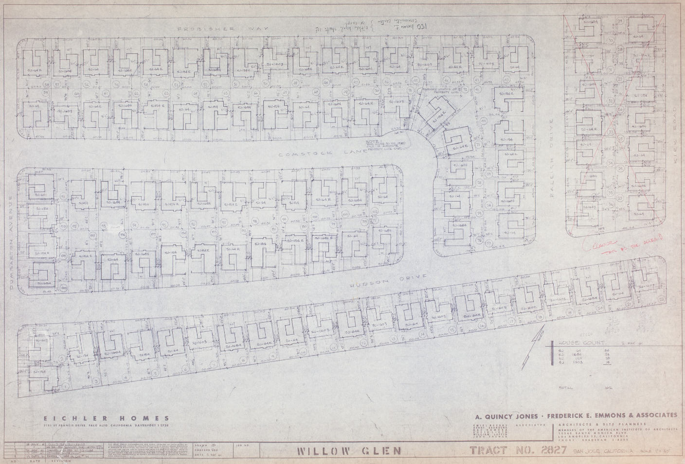 Neighborhood Tract Plan Fairglen Eichler Floor Plan Blueprint