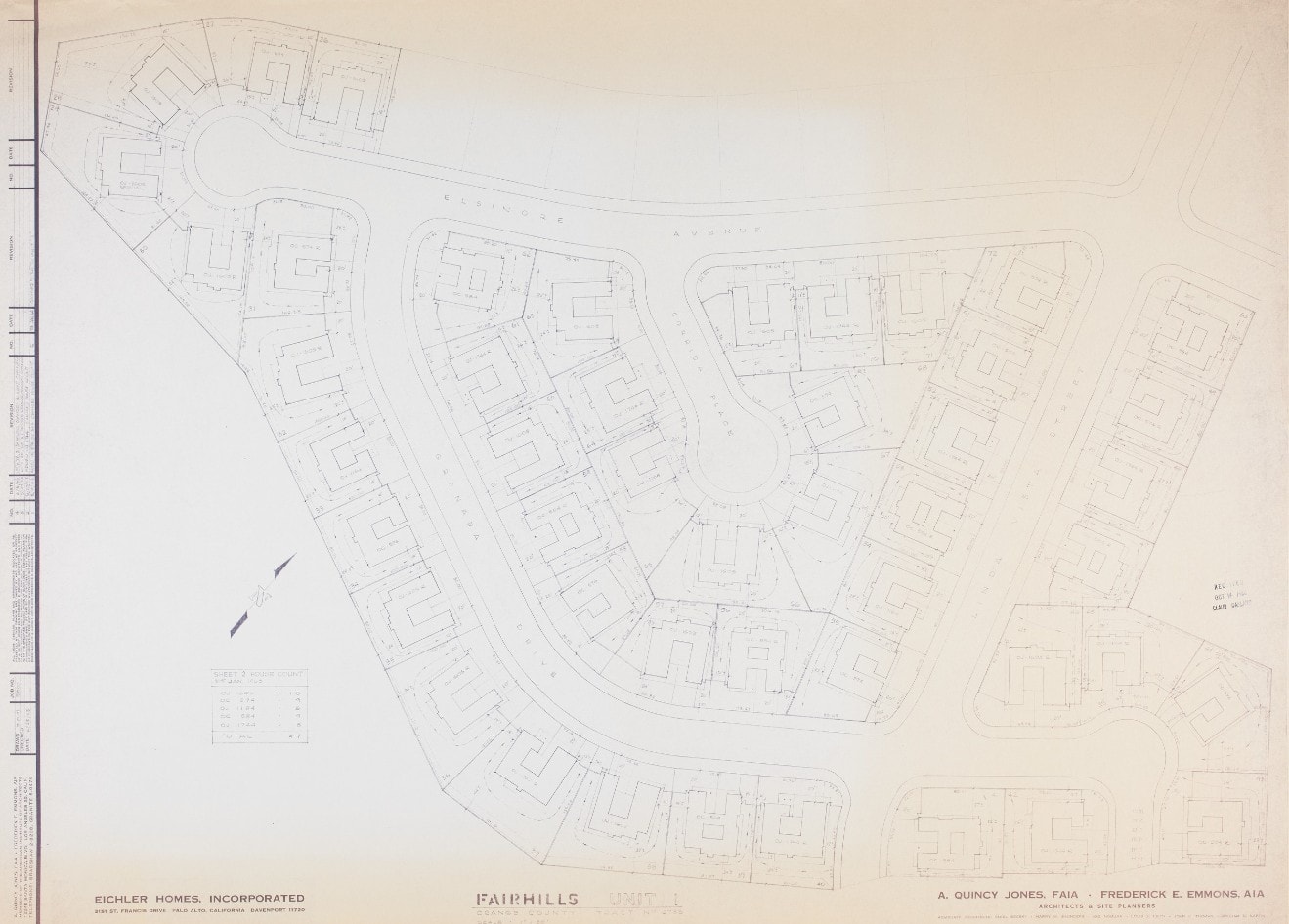 Fairhills Eichler Neighborhood Plot Plan San Mateo
