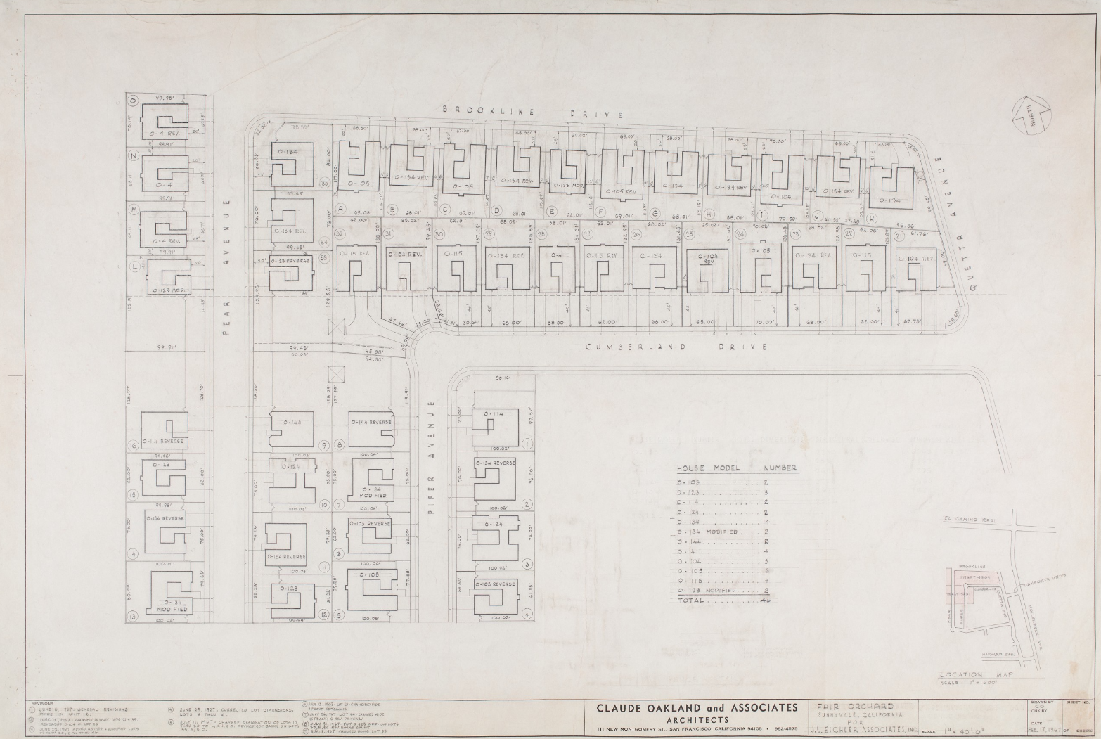 Fairorchard Eichler Neighborhood Plot Plan Sunnyvale