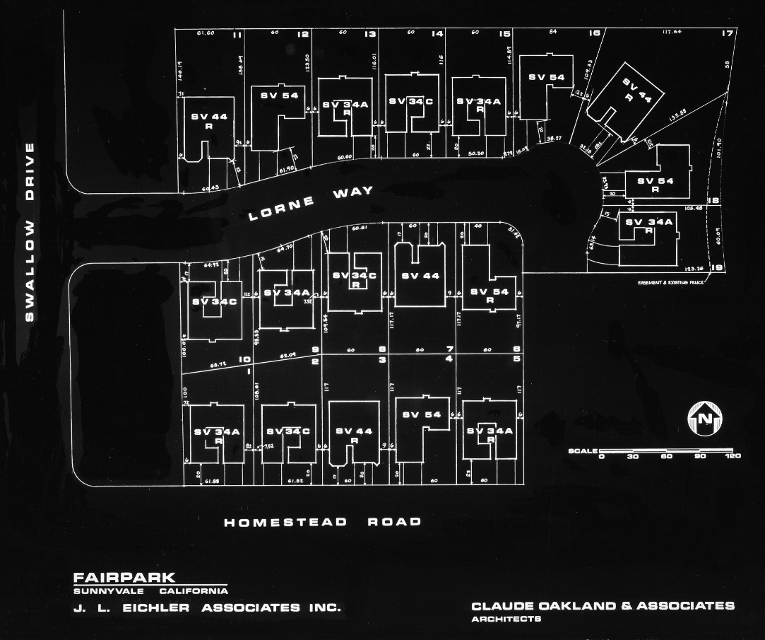 Fair Park Eichler Neighborhood Plot Plan Sunnyvale