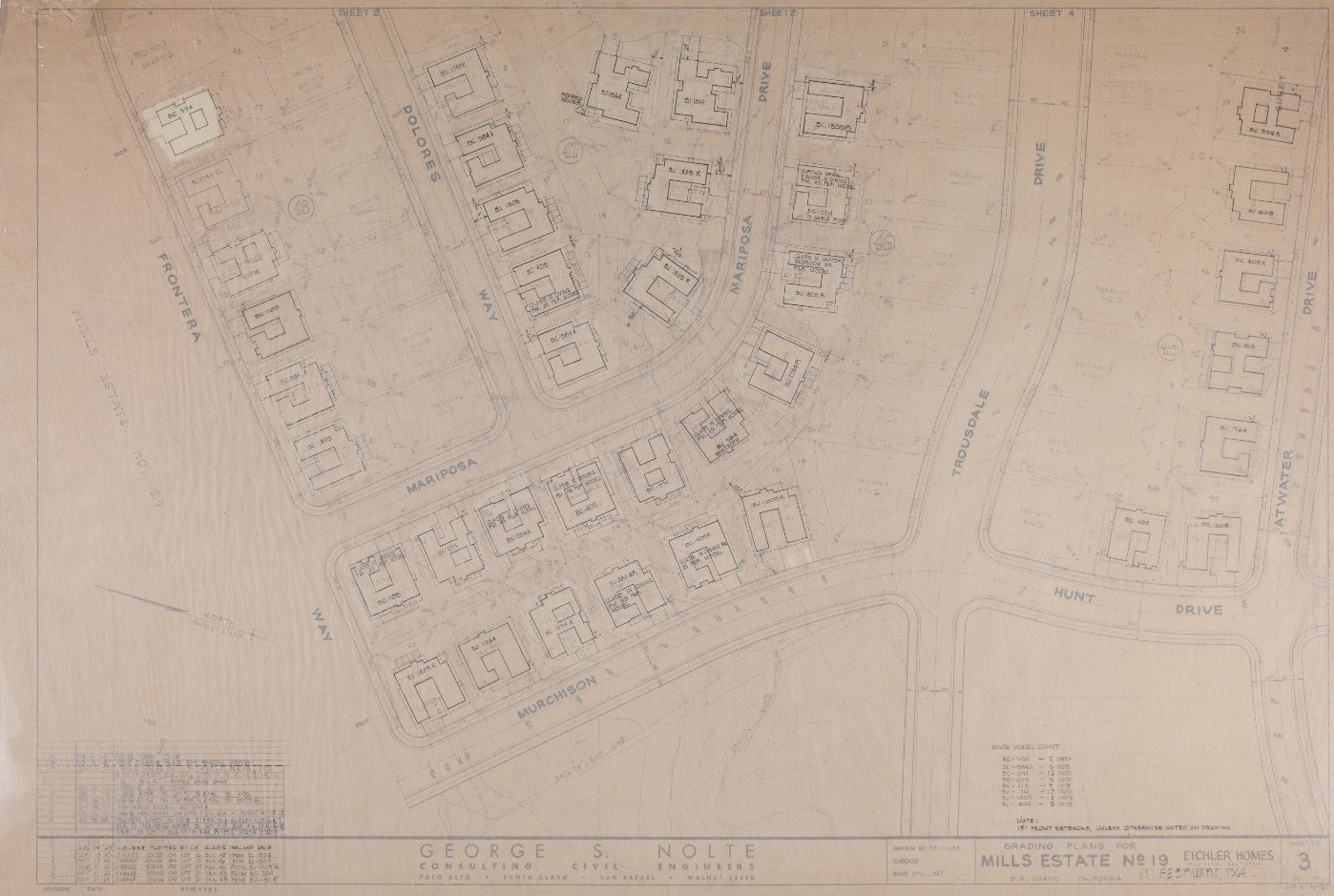 Mills Estates Eichler Neighborhood Plot Plan Millbrae