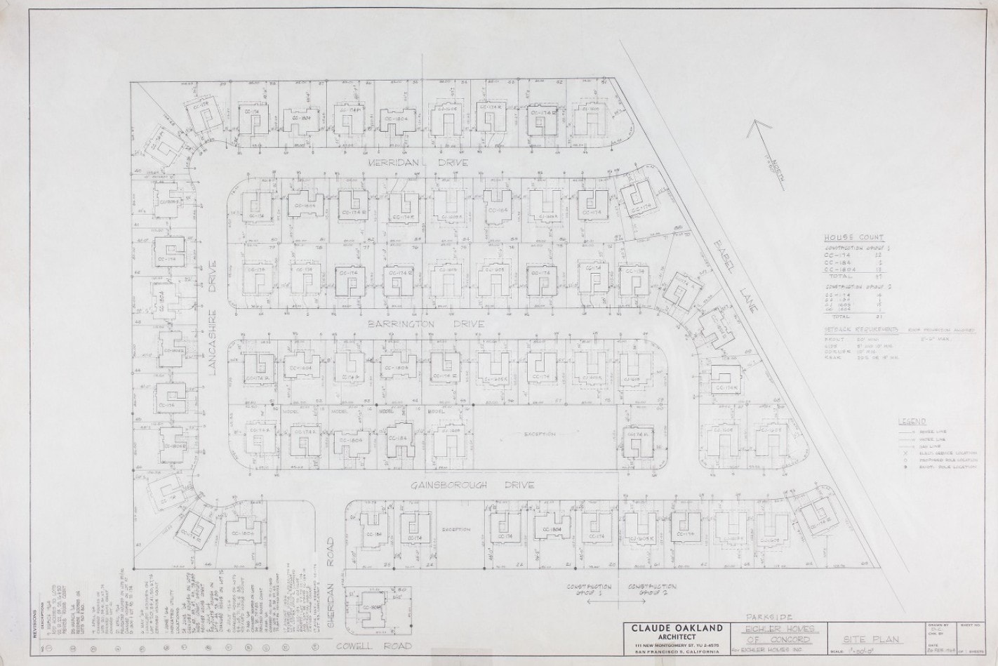 Parkwood Estates Eichler Neighborhood Plot Plan Sunnyvale
