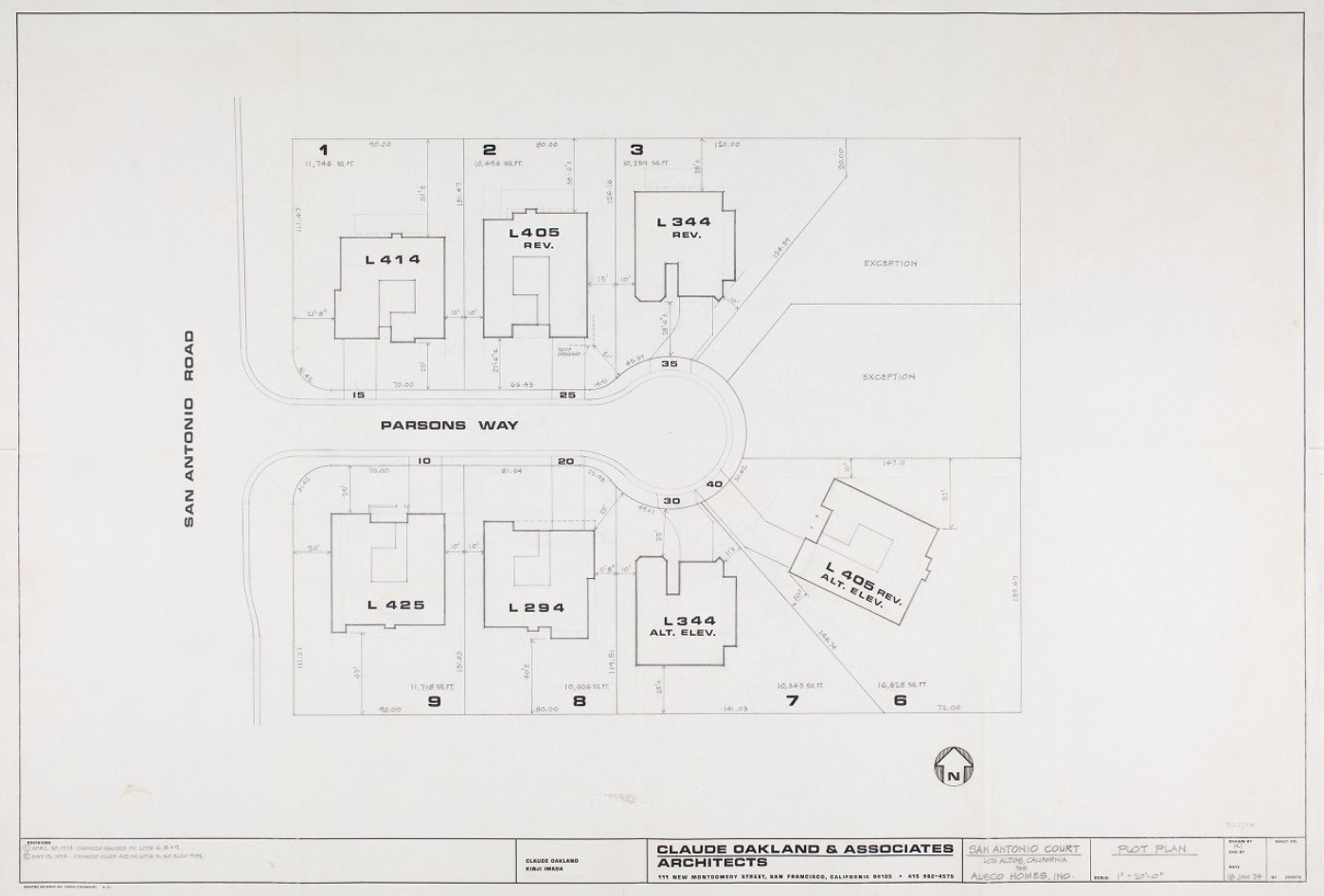 San Antonio Court Eichler Neighborhood Plot Plan Palo Alto