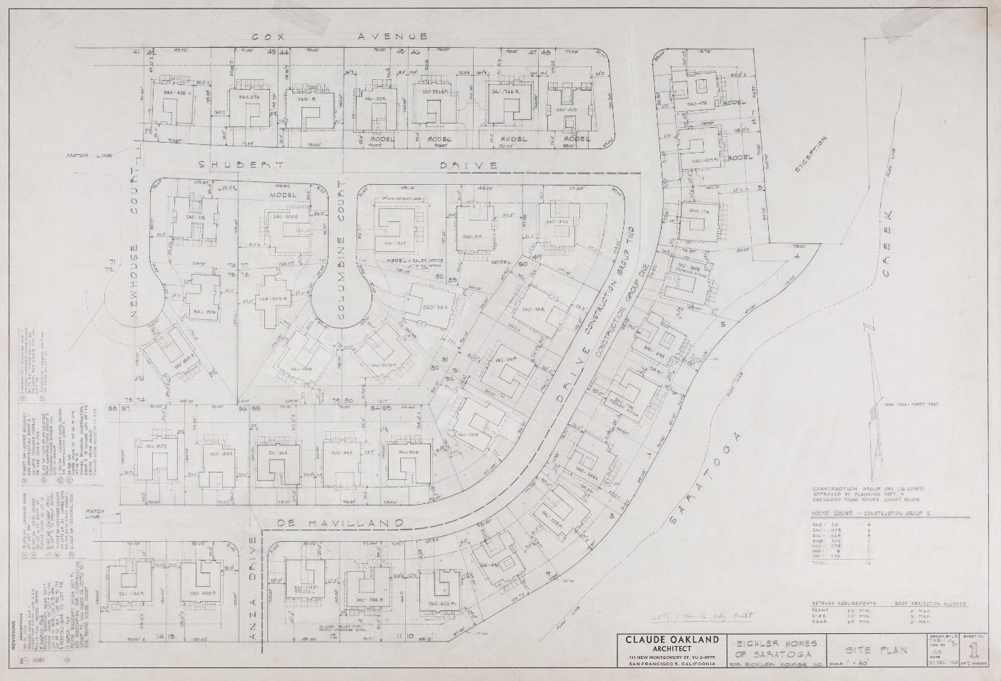Saratoga Eichler Neighborhood Plot Plan Saratoga