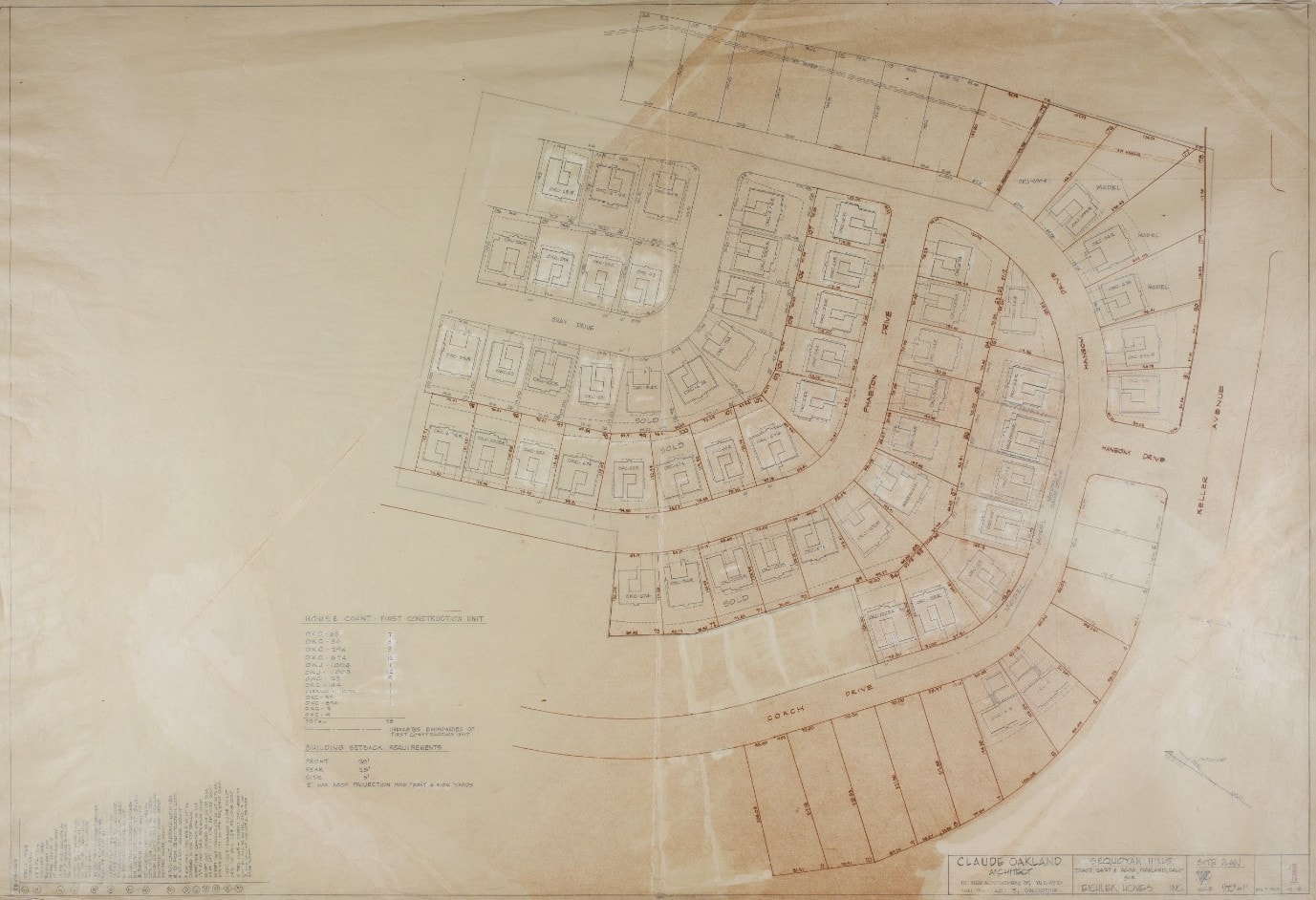 Sequoyah Hills Eichler Neighborhood Plot Plan Oakland